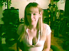 Shy blonde girlfriend exposes her curvy body on webcam