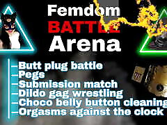 Femdom Battle Arena beautiful girl fucked by friends Game FLR Pain Punishment CBT Buttplug Kicking Competition Humiliation Mistress Dominatrix
