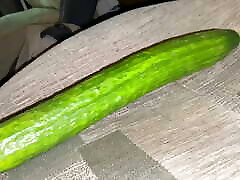 Offed a cucumber to eat is she sticks it up her pussy first