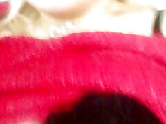 Home porn radar hub in a red sweater and masturbation with a gentle orgasm. Close-up. Part 2