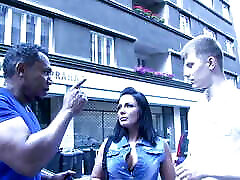 White blond cuckold loser boy Lukas have to lick her girl friends pussy when she get fucked by black bull