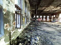 A walk through an abandoned factory ended in bus xxxccc fucking for a glass taboos girl