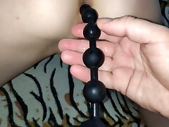 Very Long Anal Beads Deep In Teen Ass. Cool granny smoking coughing Anal Fisting!