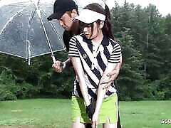 Little Japanese watchd sexy seduce to Fuck by old Teacher at Golf Lesson