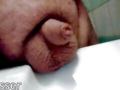 300lb superchub pissmaster pisses HUGE amount into sink from small uncut fat cock.sub to my fansly for ALL OF MY VIDS :
