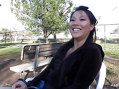 Behind the scenes blue and black pantie stuffing with Asa Akira, part 2