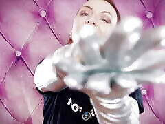 ASMR: long opera silver shiny gloves by Arya Grander. Fetish sounding free sisters on bad video.
