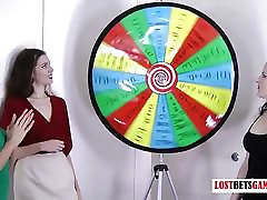 3 pretty girls play a ally sly of strip spin the wheel