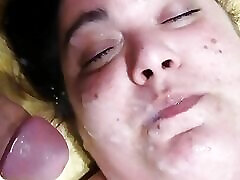 Bbw hairy lily puta facialized while she&039;s masturbating herself