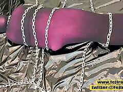 Fejira com Multiple layers of stockings vidio indo lesbi chains wrapped around