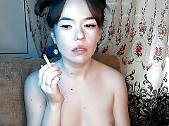 Stepsister took off her bra for a force stepvmom and smokes