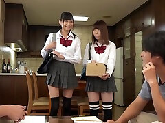 Japanese Beauties College Uniform In Foursome Sex