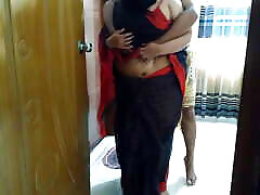 Asian mom arobit saree and bra wearing 35 year old BBW aunty tied her hands to the door & fucked by neighbor - Huge cum Inside
