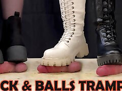 公鸡和球践踏与3性感的靴子,Bootjob&功放;CBT与TamyStarly