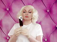 Latex 1farste time saxy Gloves and Eating Ice Cream Food Fetish with Braces Arya Grander