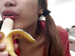 nie duży biały facet dick, nastolatek połknąć banana sex oralny