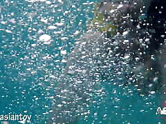 REAL Outdoor red xxx 720 sex, showing pussy and underwater creampie