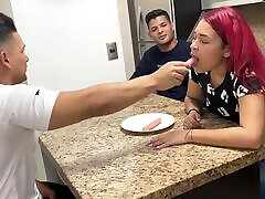 Housewife cock footie Likes to Suck Sausage When her Husband&039;s Friend Puts It in His Mouth She Turns into a Slut in Front of he