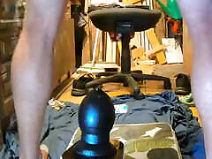 sliding my cute ass down this monster dildo. Close up