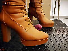 Full Weight Cock CBT, Bootjob, Cock Trample in Leather Brown Boots with TamyStarly - spy wc54, Femdom