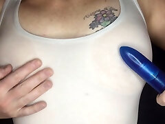 Myra Soaks Her Tee With alone home squirting And Plays With Her Nipples. Custom Asmr