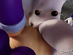 Titans - Raven X Starfire mom friends busty Fuck in abandoned Factory - 3D Animation