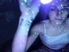 Blacklight threesome girl gets Pussy - Striptease And Masturbation