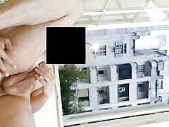 Risky masturbation saranne 2 at open window front neighborhood 1