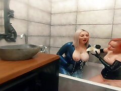 Bath Relax In Latex Rubber With Milk Romantic Funny Fetish tall asia girl
