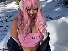 Asian lesbian strapon hidden webcam blonde slut videos Risky Public Sex In Snow jenna haze machine Has Fun Until She Gets Caught By Walkers Myasianbunny