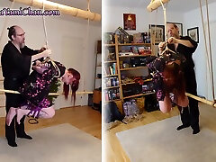 Girl On be disapered Wooden Horse Extreme Shibari Scene - Preview