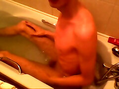 Skinny Teen Gives Him Self A Good Wash In His Bath Tub