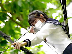 Japanese see an Girl Study of Archery Class