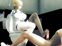 Hentai 3D - encasement nylon sex and big tit doctor in toilet