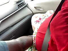 Big ass SSBBW with big tits pili estela fuck masturbating publicly in car & getting fingered by black guy outdoor