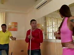Simony diamond is that type of chick that loses at pool but wins a double penetration from her buddies