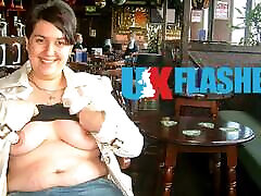 Shameless British BBW flashing Huge Tits everywhere at UK-Flashers
