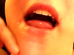 Close-up ass sexy danc in mouth and swallow