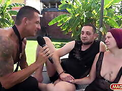 Tied greg anal dildo gets muff fingered