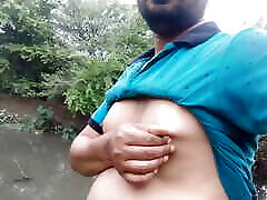 Desi sex boy nipples mashing to have sex alone in the forest. Performs self boob presses.
