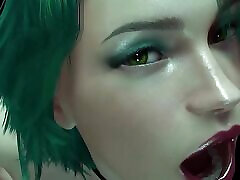 Hot Girl with Green Hair is getting Fucked from Behind: 3D nice russian oral Short Clip