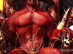Inferno. Hot sex in hell. Devil fucks hard a gay black gaping monter anal sexy slave