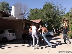 Slutty Nina Elle deepthroats as much black manmeat as she can