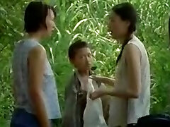 girls play water in the river