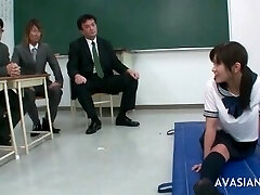 Japanese gymnastic schoolgerl is getting wet