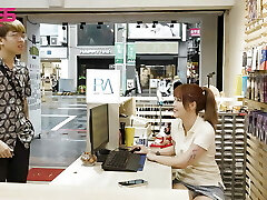 Fine Rump Chinese Quits Cashier Job For Creampie - Asian Amateur Porn - Cashier Fucked The Customer Right In The Store. 