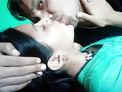 Super-naughty girlfriend kissing so lovely with boyfriend and sucking boobs