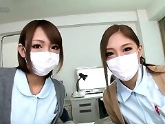 The nurse palpates the uncut boner