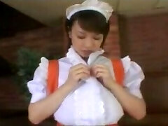 Busty waitress waiting to obey