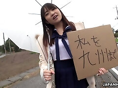 Phat breasted Japanese chick Mikoto Mochida gives a good blowjob in the car